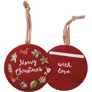 NEW Primitives by Kathy Merry Christmas With Love Pocket Embroidered Ornament
